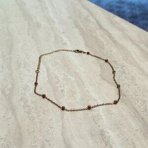 Dainty Bronze Beaded Chain Necklace